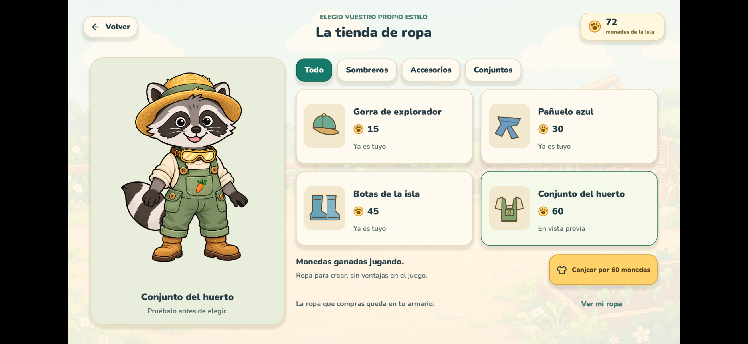 Ropa que se gana jugando